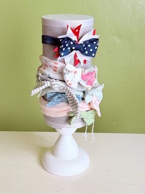 Unlisted Navy Polka Dot Bow & Pastel Knot Headband Set